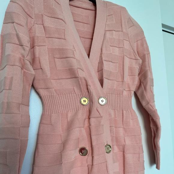 Black 2 Piece Co Ord Set Double Breasted Cardigan with Gold Buttons & Skirt main image 0